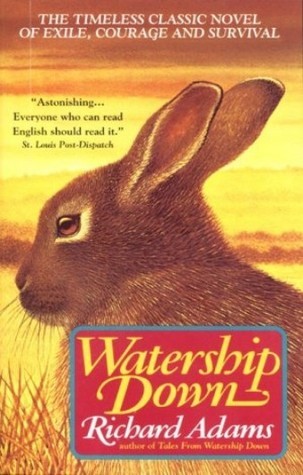 Watership Down by Richard Adams displayed on a bookshelf.