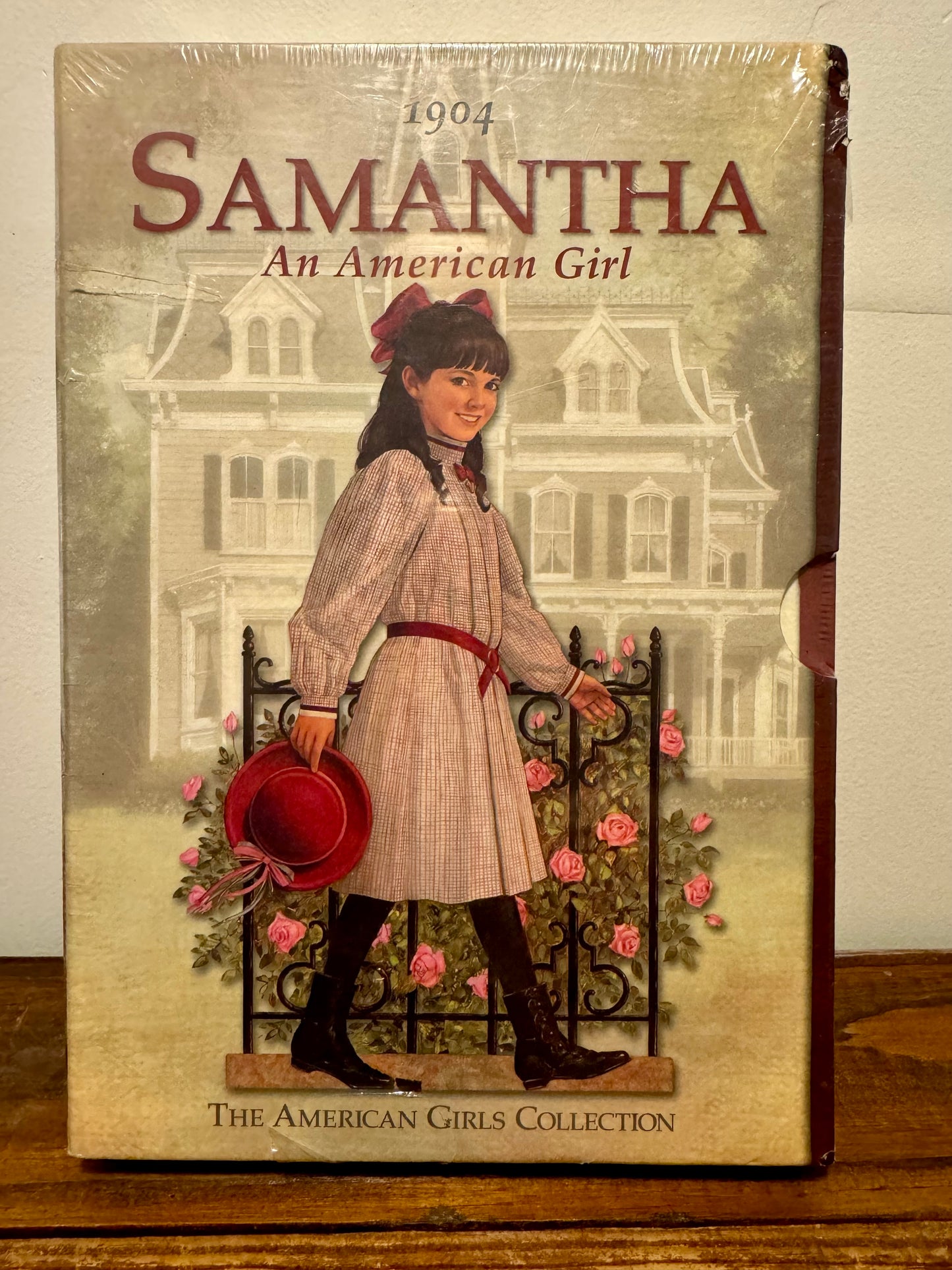 American Girl Samantha Book Set 1-6, vintage boxed collection, featuring unopened paperback editions in a charming keepsake box.