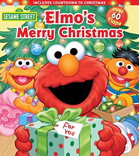 Cover of Sesame Street: Elmo's Merry Christmas featuring Elmo in a festive setting.
