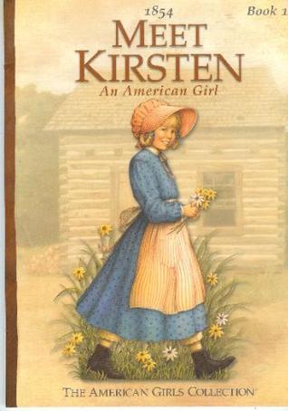 Cover of Meet Kirsten by Valerie Tripp featuring Kirsten Larson in pioneer attire with a scenic backdrop of the American frontier.