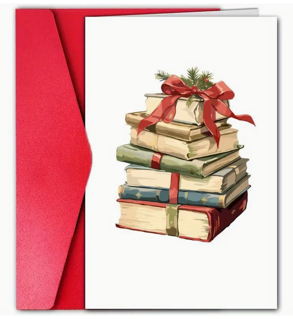 Christmas Card: Stack of Christmas Books