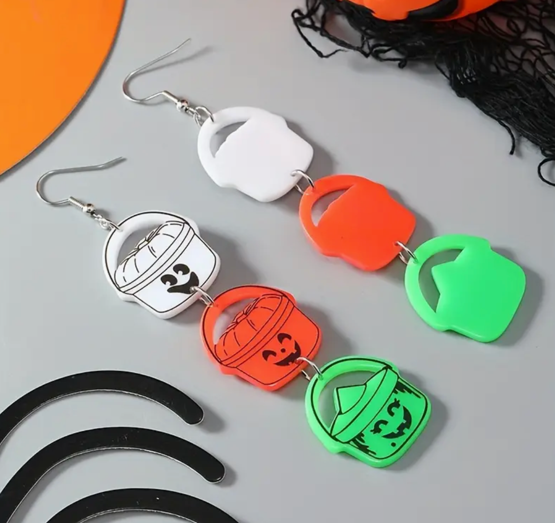 Halloween Happy Meal Bucket Earrings