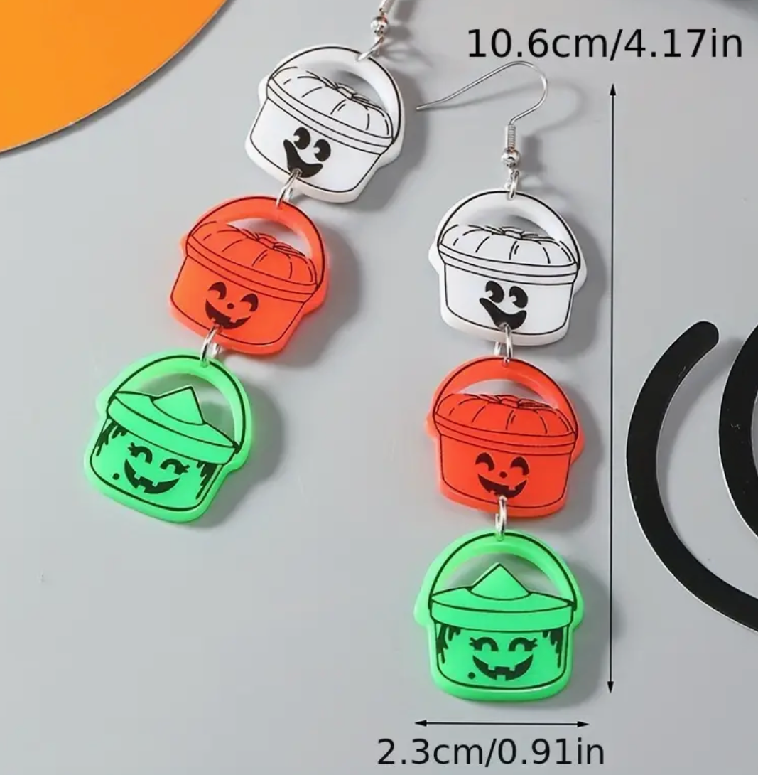 Halloween Happy Meal Bucket Earrings
