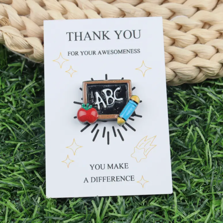 Pocket hug for teachers featuring a chalkboard with ABC and a message that says Thank you for your awesomeness. You make a difference.