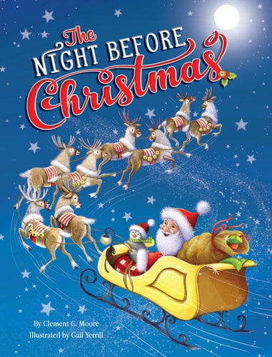 Front cover of Twas the Night Before Christmas board book by Clement Moore featuring festive holiday artwork for young children