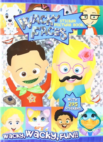 Front cover of Wacky Faces Sticker Picture Book by Bendon featuring colorful mix and match face stickers for kids