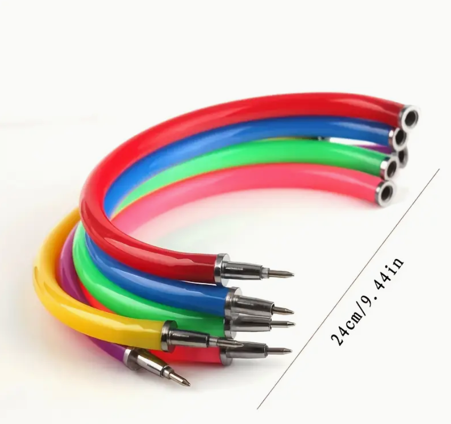 Bright and colorful pen bracelet, wearable and flexible, with colors sent at random for online purchases—fun for kids and creative gifts.