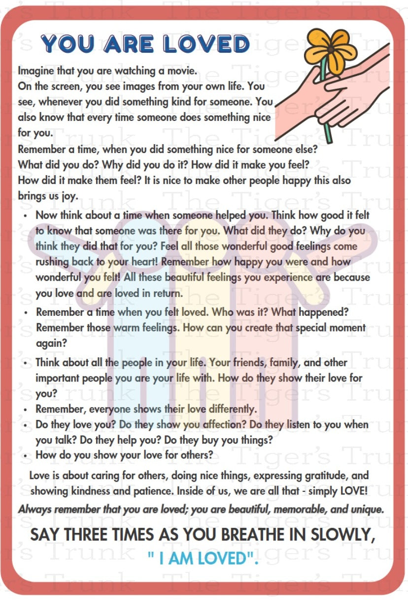 Individual mindfulness card featuring a mental health prompt for daily grounding and emotional well-being