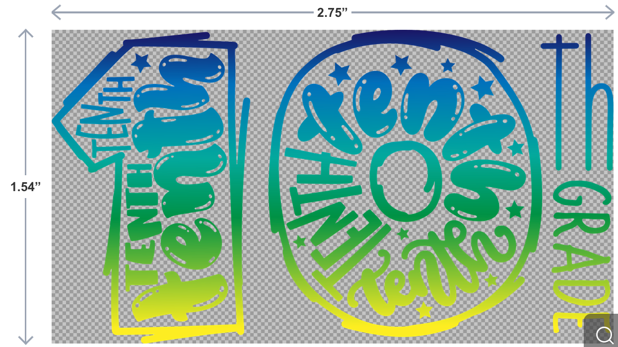 UV-DTF sticker that says 10th Grade in bold, school-inspired lettering—perfect for sophomores’ water bottles, laptops, and notebooks.