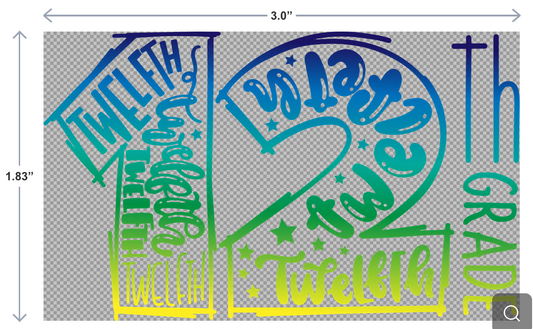 UV-DTF sticker that reads 12th Grade in bold, celebratory lettering—ideal for seniors’ water bottles, laptops, and school gear.