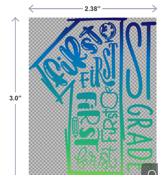 UV-DTF sticker that says 1st Grade in bright, cheerful lettering—perfect for kids’ water bottles, notebooks, or school supplies.