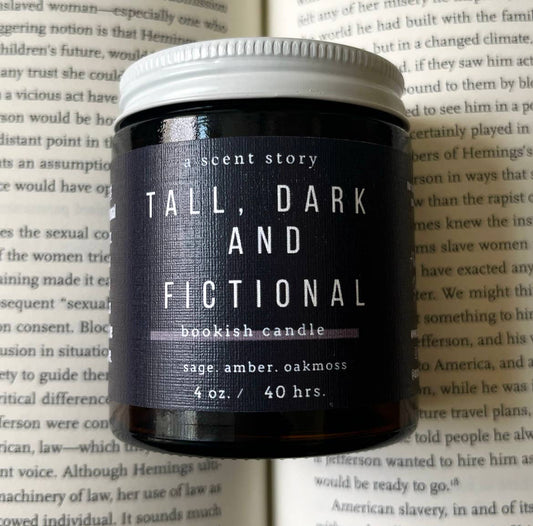 Candle, Hand-Poured Soy: Tall, Dark & Fictional