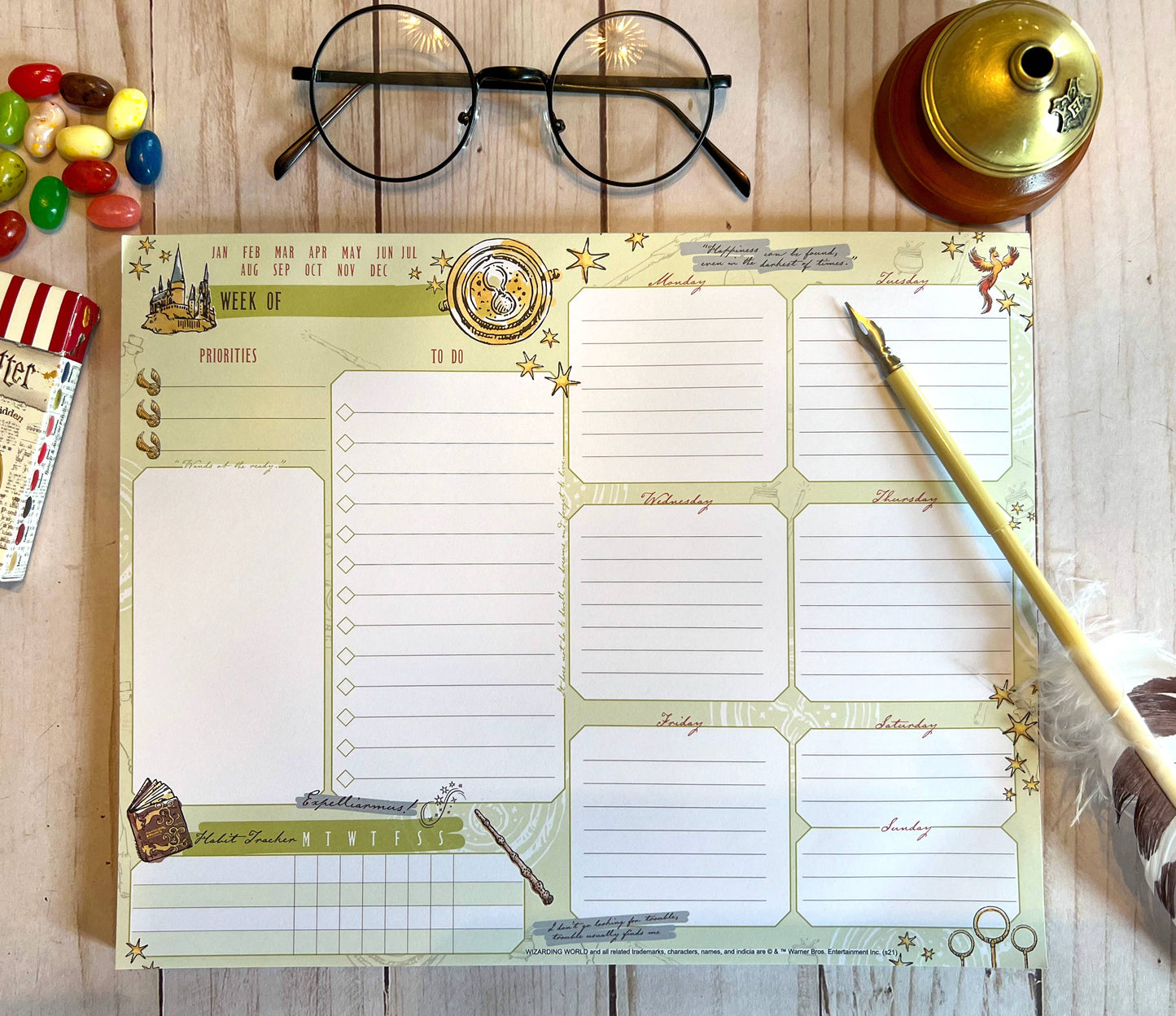 Calendar: Weekly Planner Notepad, Harry Potter Organizer with Habit Tracker