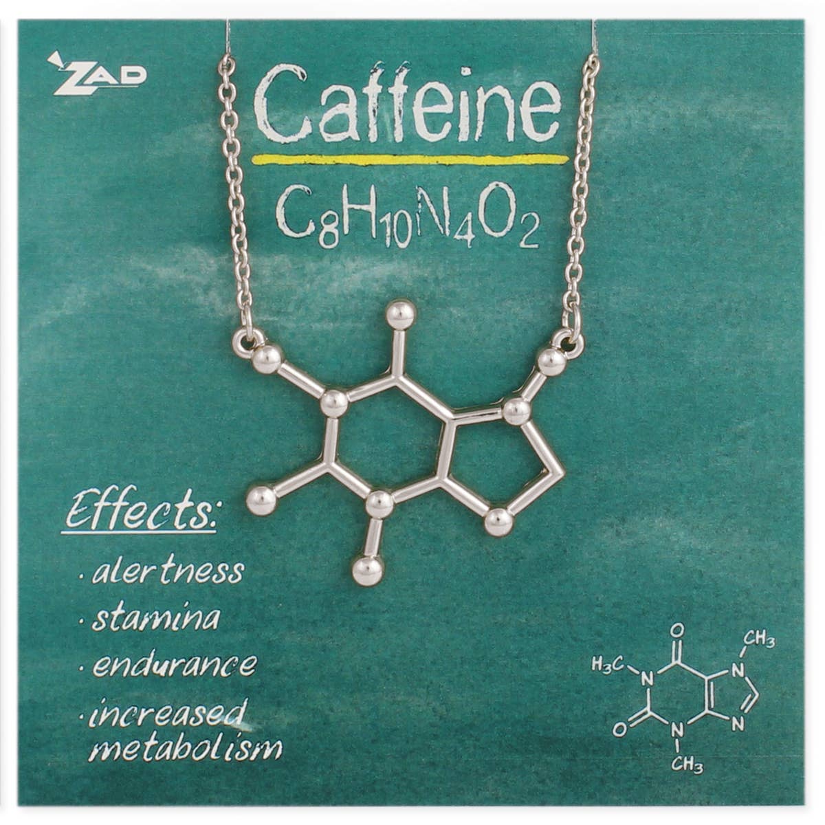 Necklace: Chemical Reactions Caffeine Molecule