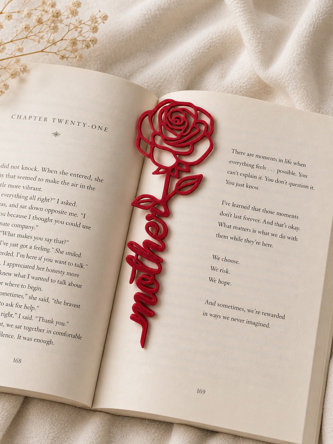 red rose mom bookmark inside book 3d printed floral bookmark mothers day gift