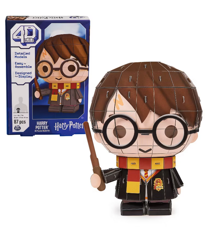 Harry Potter 3D Puzzle Model Kit by 4D Build, featuring detailed components for assembling iconic Wizarding World locations.