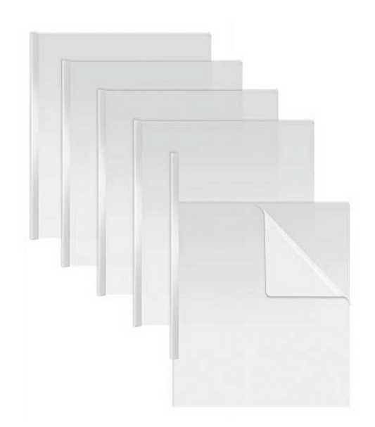 Set of 6 letter size report covers with sliding bars and clear front covers—perfect for presentations, school reports, or professional use.