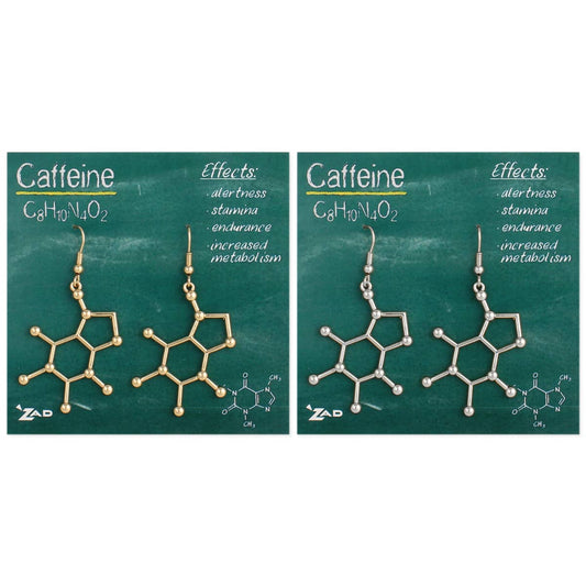 Earrings: Chemical Reaction Caffeine Molecule