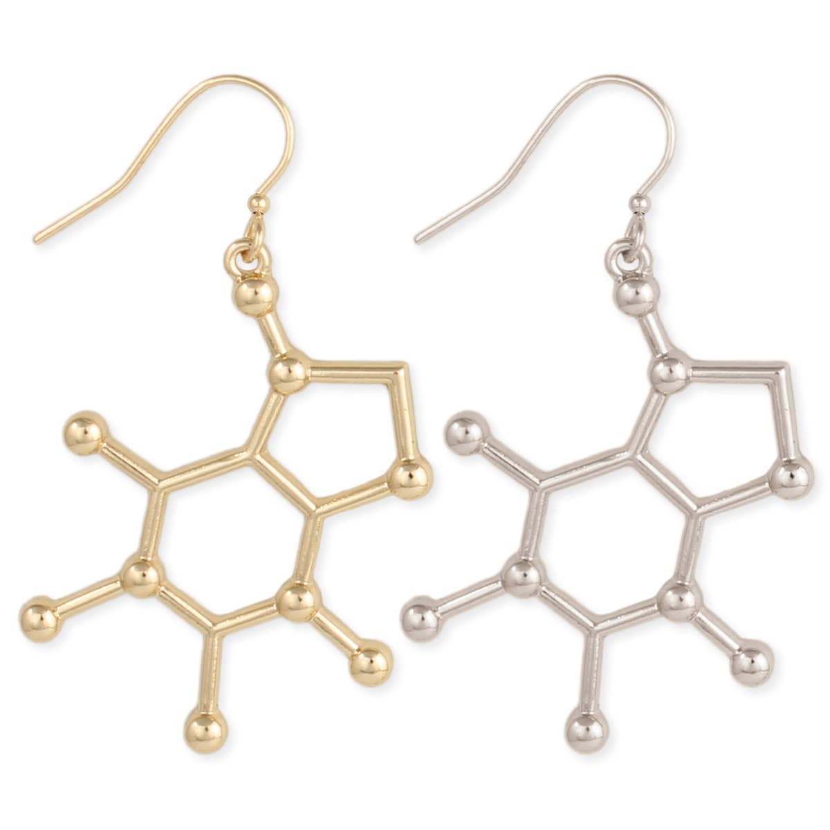 Earrings: Chemical Reaction Caffeine Molecule