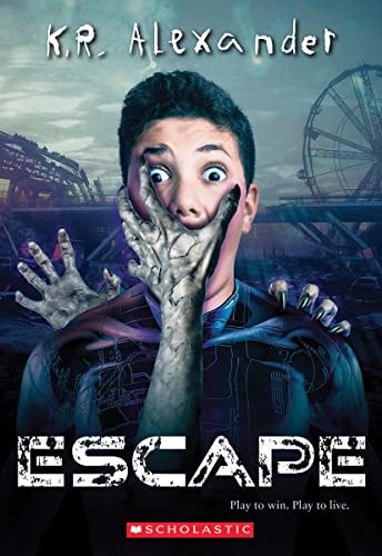 Book cover of 'Escape' by K.R. Alexander with a person holding a hand over their face and a ferris wheel in the background.