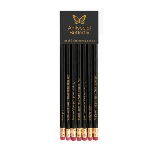 Pencil Set: 7 #2 Antisocial Butterfly Pencils