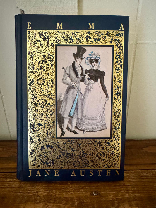 Leatherbound cover of Emma by Jane Austen, published by Trident Press International with an introduction by E.V. Lucas