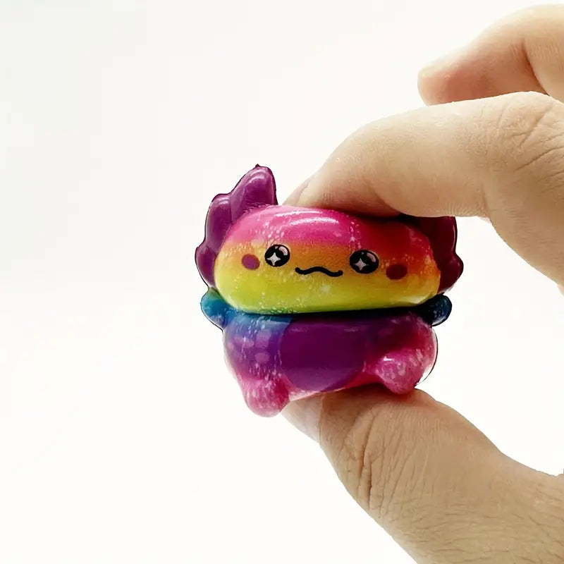 Soft and squishy axolotl stress ball in a cute design, perfect for fidgeting and stress relief.