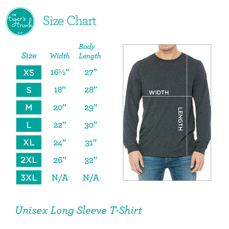 Bella Long Sleeve Shirt Size Chart