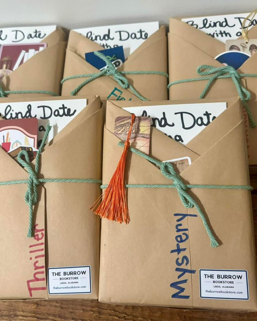 A Blind Date with a Book package featuring a wrapped book, perfect for book lovers, available in all genres and various budgets.