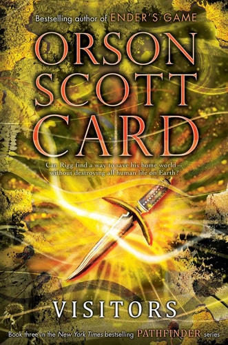 Cover of Visitors by Orson Scott Card, book three in the Pathfinder Trilogy, science fiction for young adults