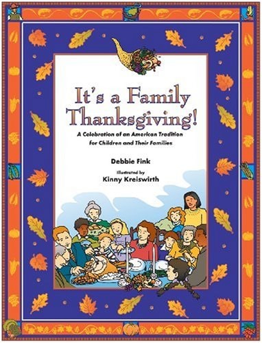 A vintage-style illustration of a warm, multigenerational family gathered around a Thanksgiving table, sharing joy and gratitude