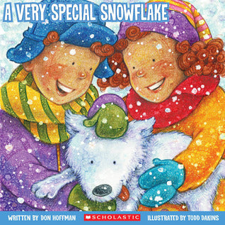 Front cover of A Very Special Snowflake by Don Hoffman featuring a playful dog chasing snowflakes in a wintery town setting