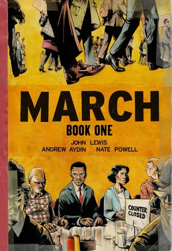 Cover of March Book One graphic novel by John Lewis and Andrew Aydin