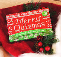 Product packaging with 'Merry Quizmas' text, surrounded by Christmas decorations.