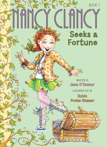 Cover of Nancy Clancy Seeks a Fortune by Jane O'Connor featuring Nancy holding a piggy bank with a thoughtful expression