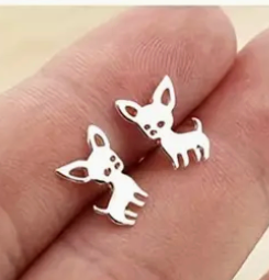 Silver Chihuahua Stud Earrings