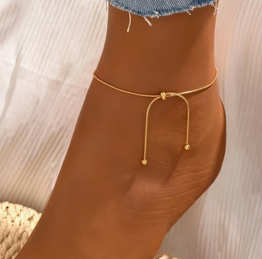Minimalist Adjustable Anklet with Sliding Knot