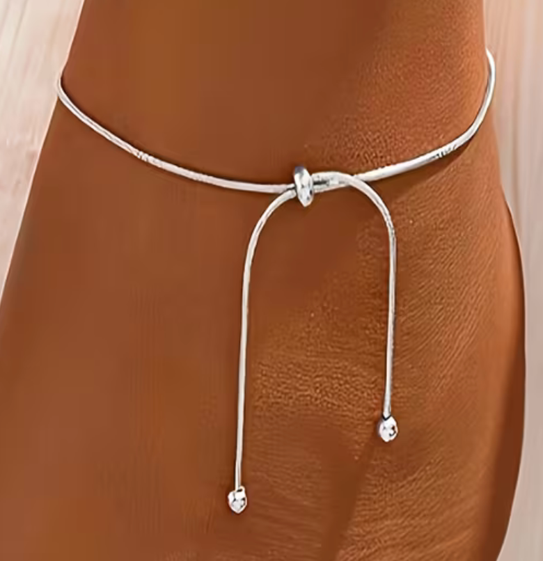 Minimalist Adjustable Anklet with Sliding Knot