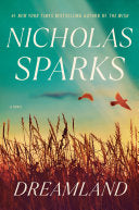 Cover of Dreamland by Nicholas Sparks featuring a sunrise-lit beach bar scene with silhouetted musician