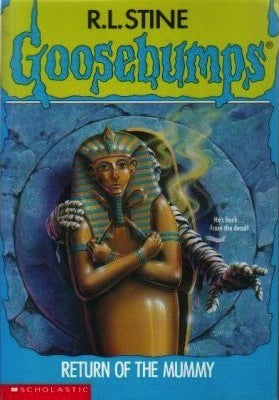 Goosebumps book cover featuring an Egyptian-themed illustration of a mummy.