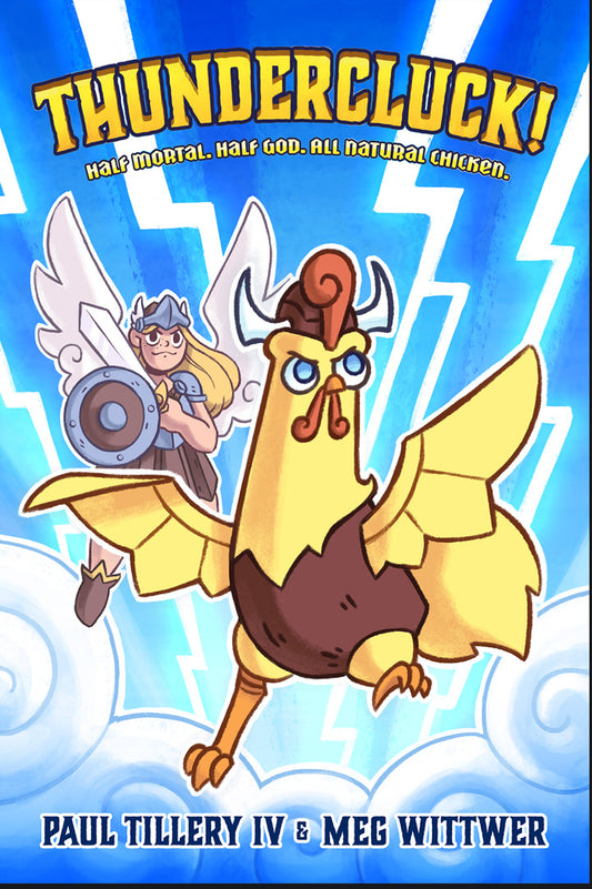 Cover of Thundercluck! Chicken of Thor: Recipe for Revenge featuring Thundercluck and Brunhilde in comic-style action