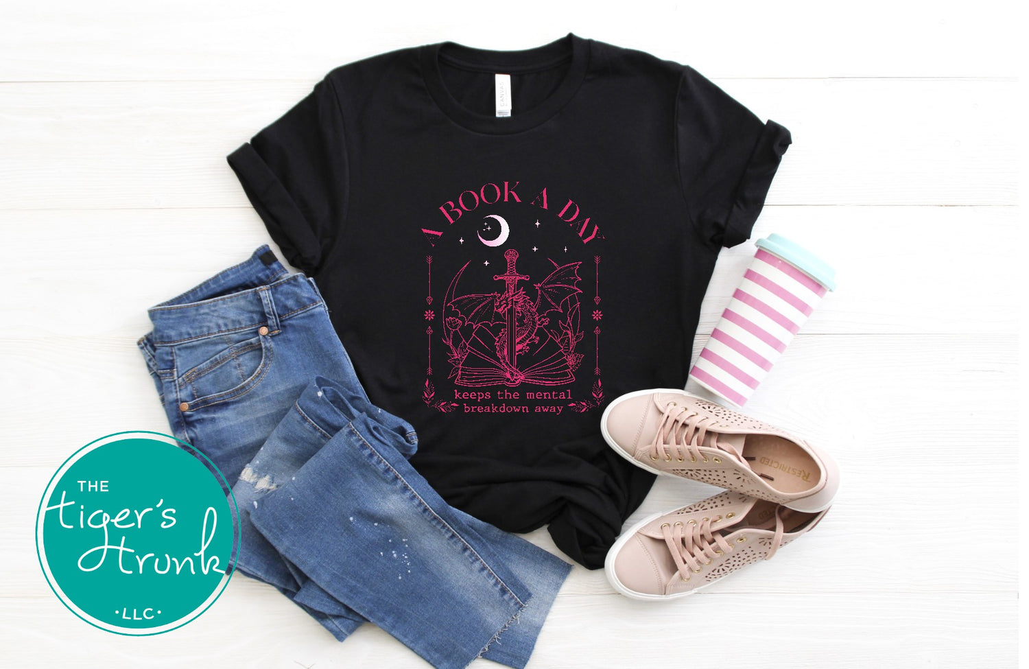 T-shirt with humorous reading quote and dragon illustration, great for mental health readers and fantasy book lovers