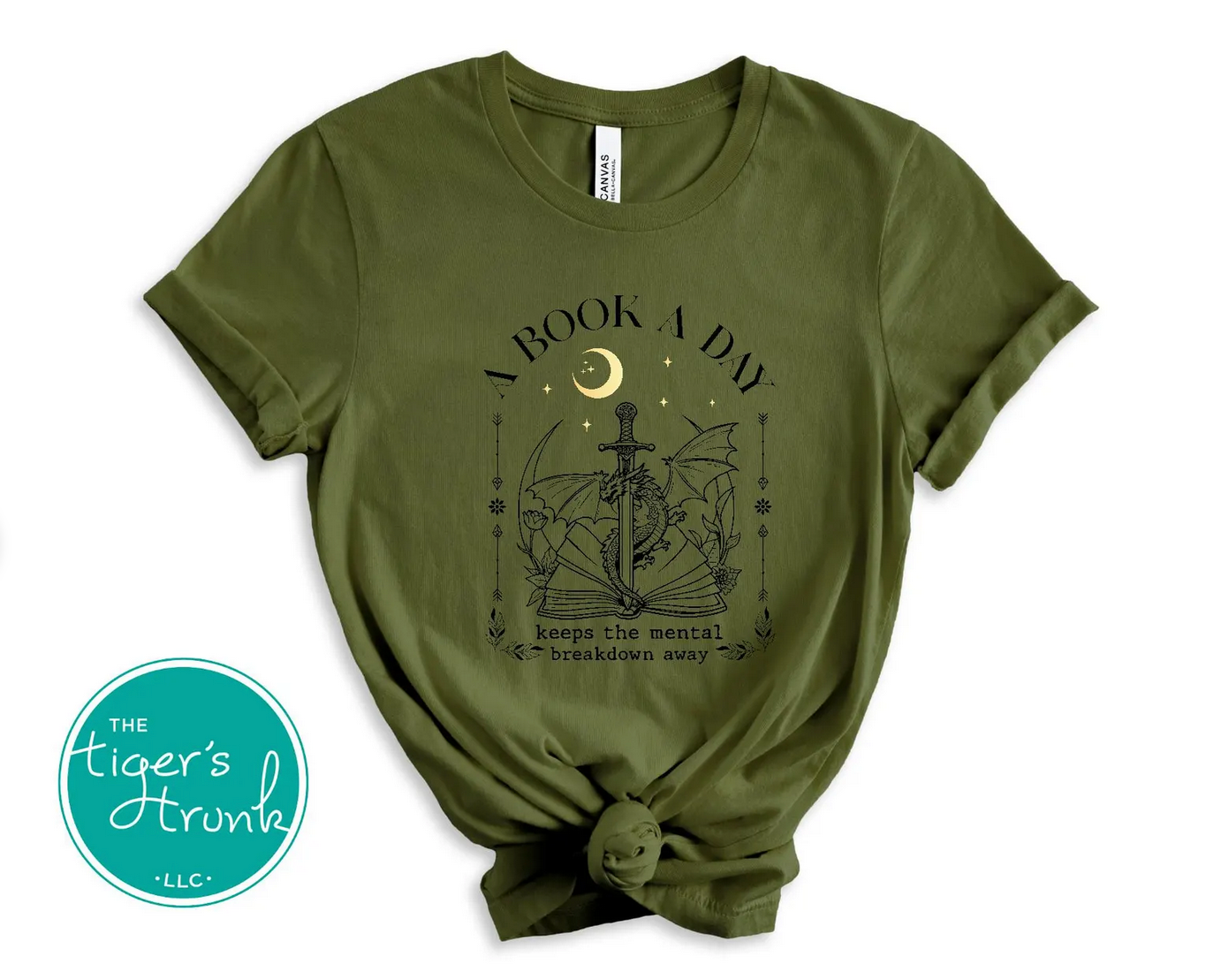 Funny mental health awareness shirt with dragon artwork and reading humor, unique bookish clothing