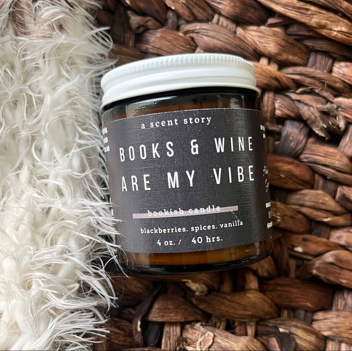 Candle, Hand-Poured Soy: Books and Wine Are My Vibe