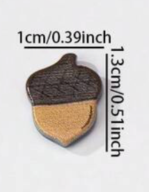 Acorn-shaped object with measurements on a white background