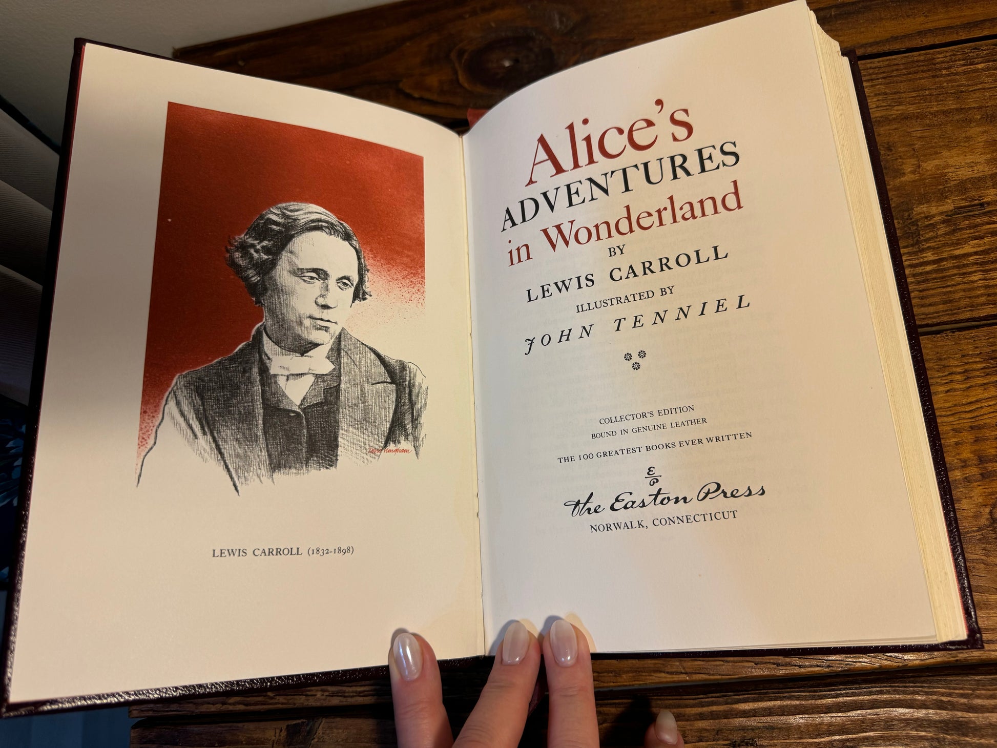 Vintage Leather-Bound Collector's Edition of Alice in Wonderland by Lewis Carroll (Easton Press, 1977)