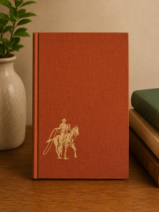Vintage hardcover copy of The American Cowboy published by National Geographic Society with western-themed cover artwork.