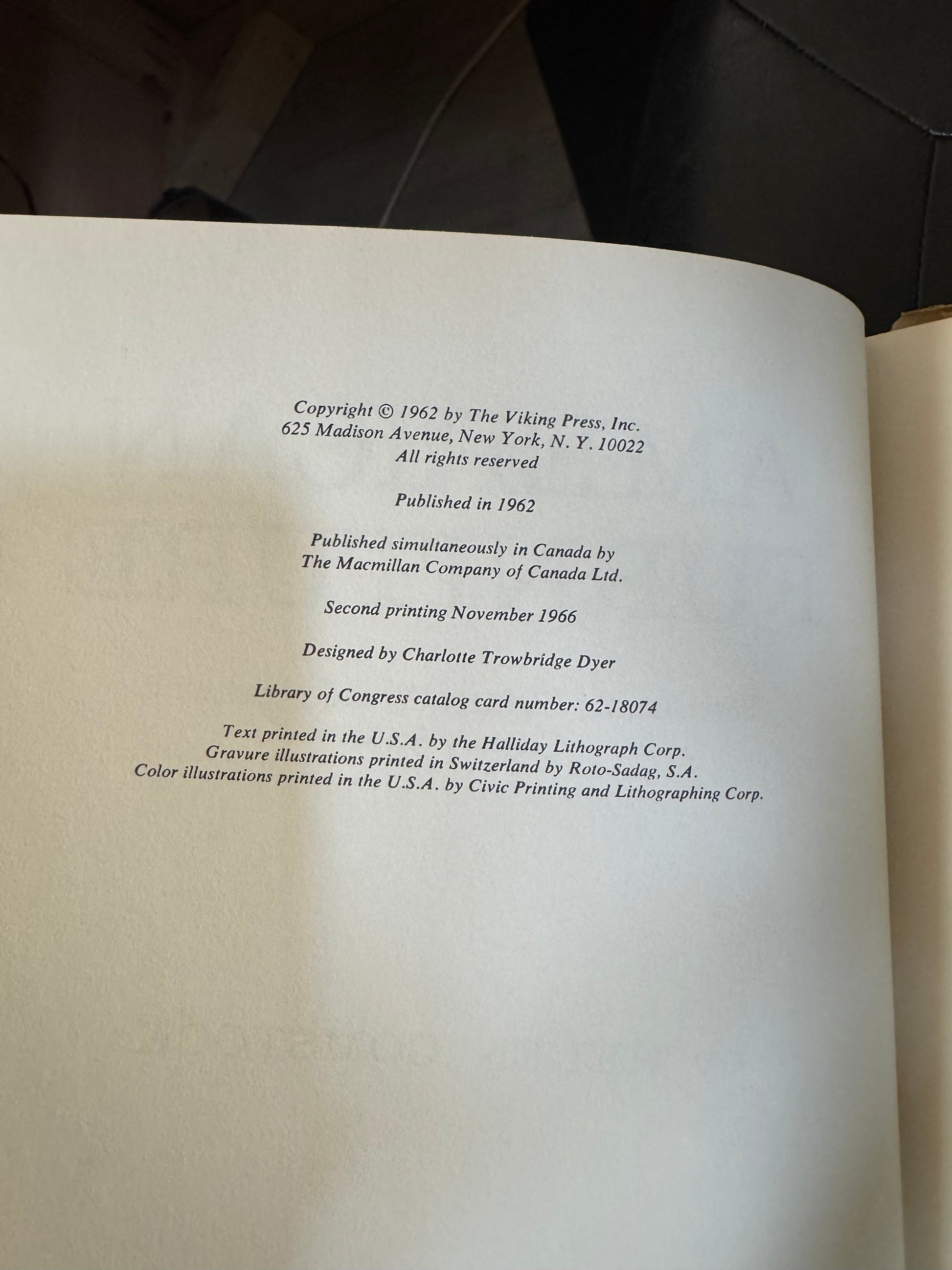 Copyright page showing 1966 second printing of American Furniture.