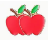 Pair of small red apple stud earrings with green leaf details, cute fruit-inspired jewelry for everyday wear