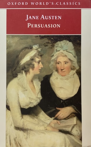 Cover of Persuasion by Jane Austen, featuring a Regency-era woman in profile with elegant typograph
